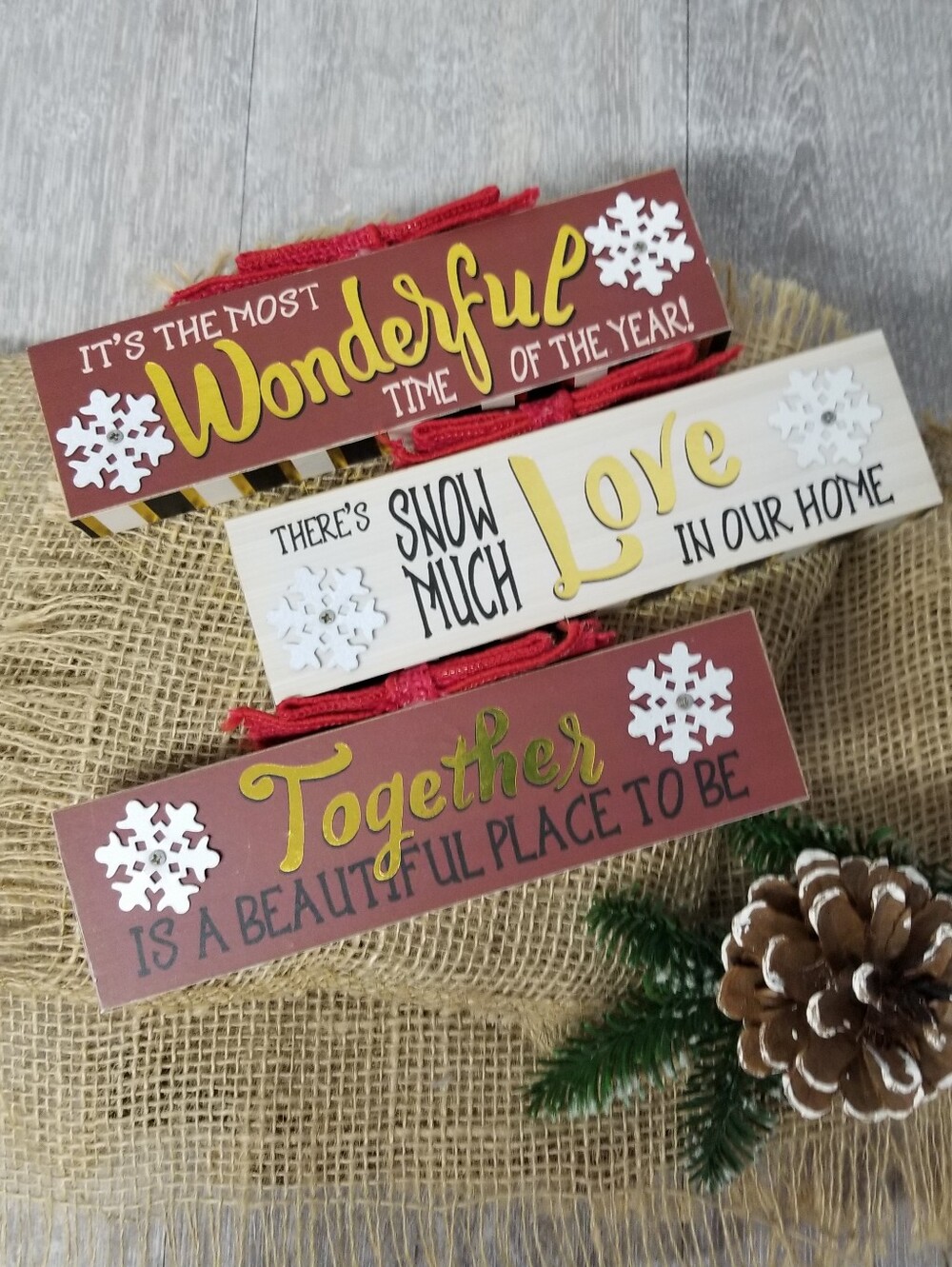 Holiday Wooden Sign Decor Set
